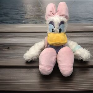 Disney Parks Daisy Duck Plush Stuffed Animal Toy 13" Fuzzy White Pink Purple